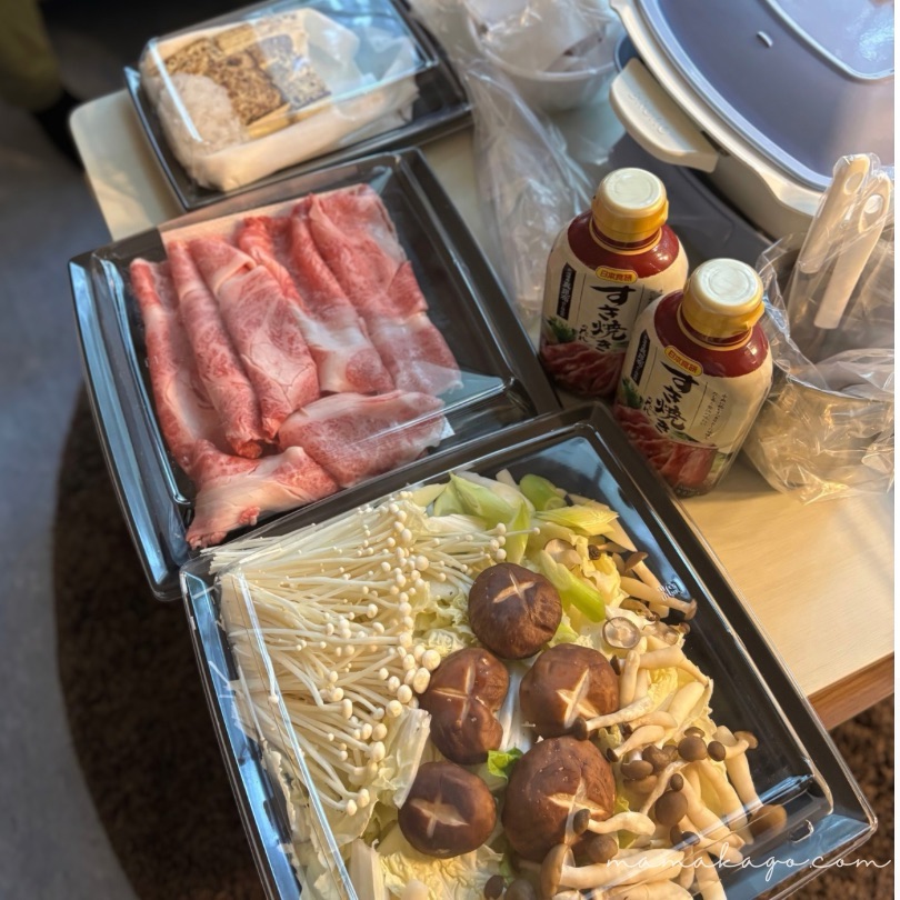 りんどう湖グランピング夕食のすきやき